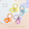 Fresh and Cute Colorful Five-pointed Star Hair Ball 3cm Card Ring Keychain Diy Handmade