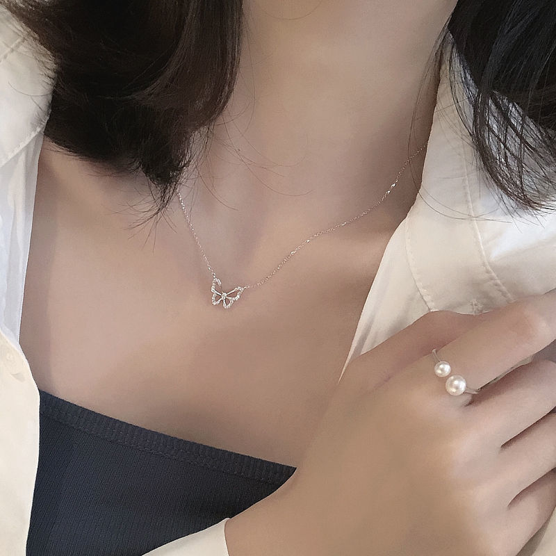 Super Fairy Bow Neck Necklace Light Luxury Fashion Clavicle Chain Women Ins Niche Design