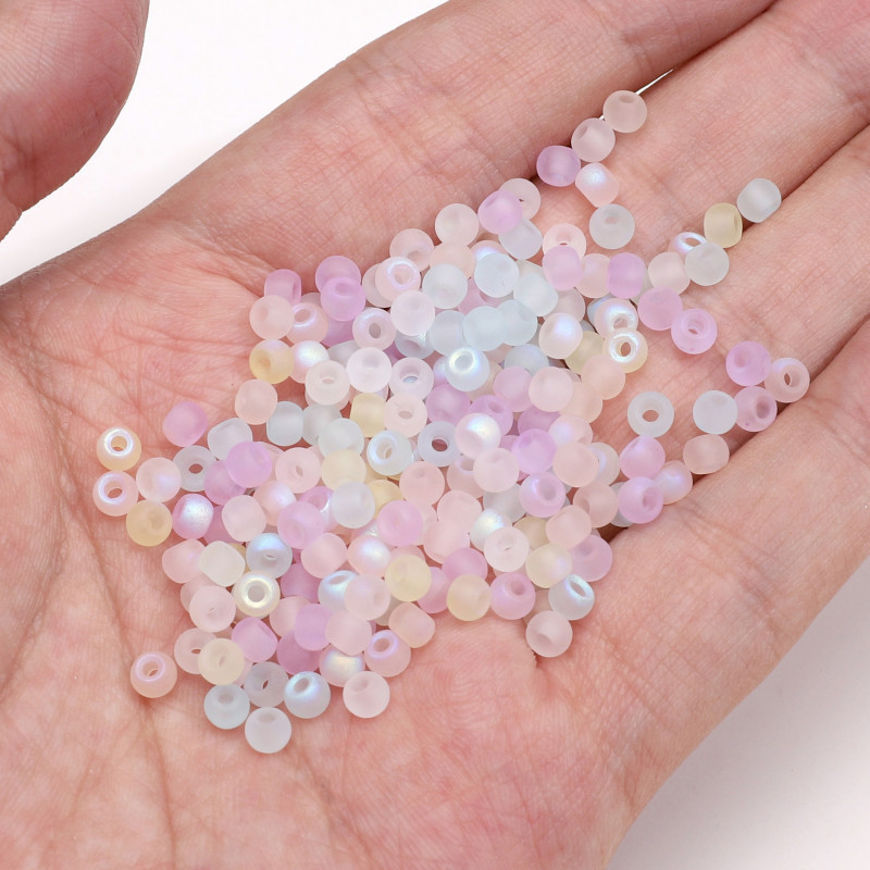 4mm Domestic Glass Frosted Aurora Rice Beads Loose Handmade Diy Bracelet Necklace Jewelry
