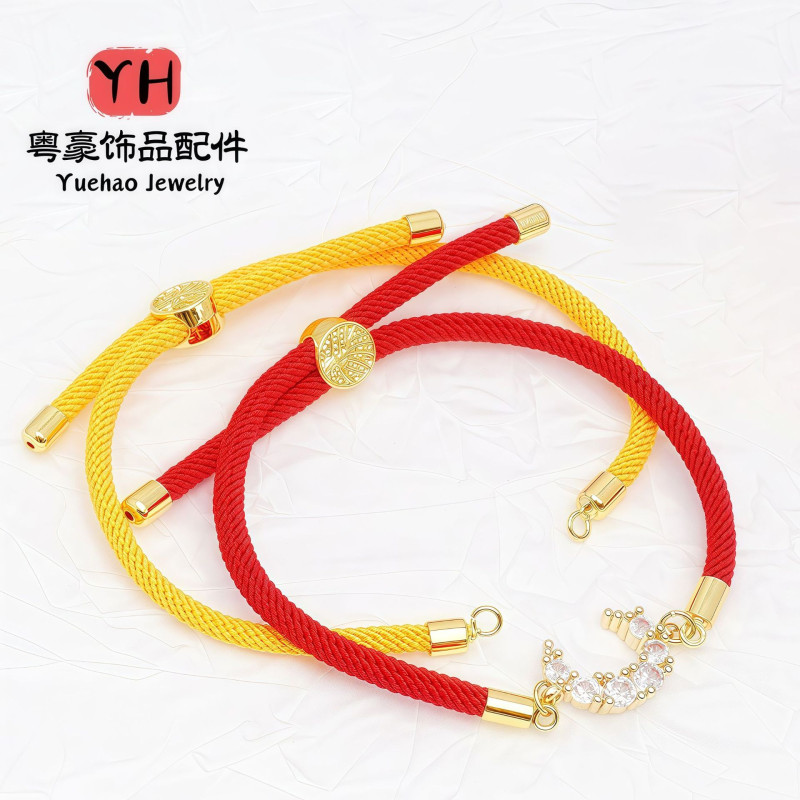 Adjustable Milan Line Hand Rope 18k Gold-covered and Color-protected 3mm Animal Year Red