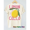 [ Cotton T] Lemon Pattern Letter Print Oversized T-shirt for