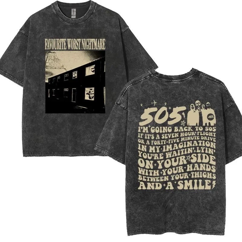 Cotton T-European ArcticAlbumTeesCottonDoodleListWashedMonkPrintRetro