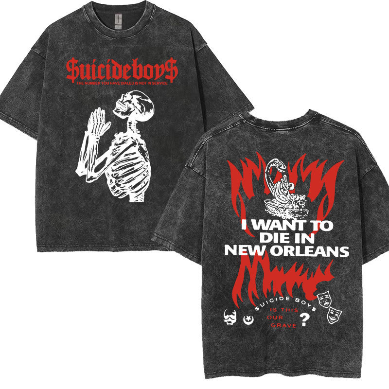 Cotton T Vintage Washed Suicideboys G59 T Shirt I Want to Die