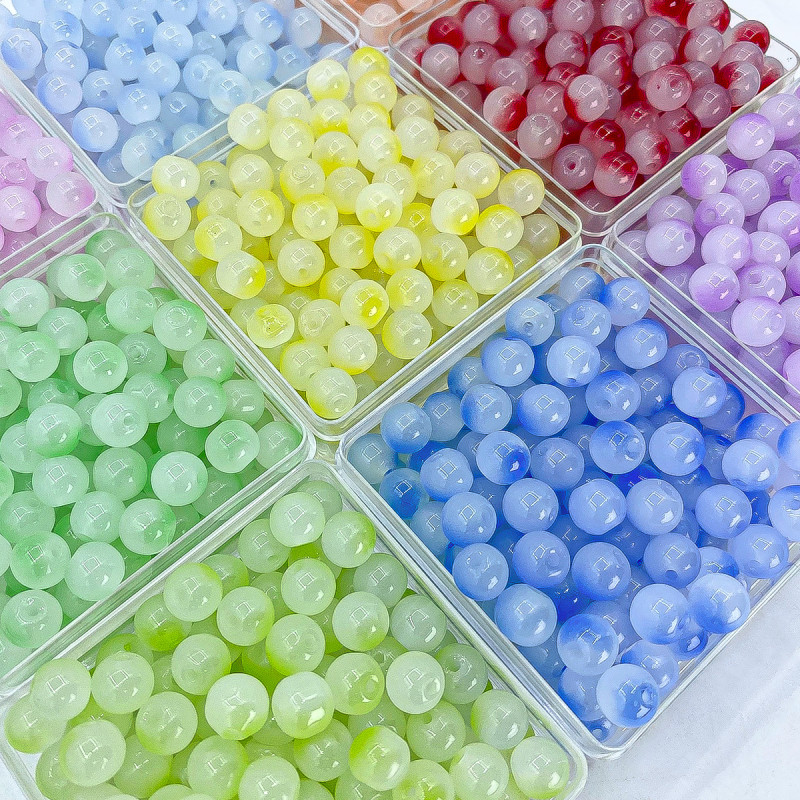 Two-color 8mm Imitation Chalcedony Round Beads Crystal Glass Bracelet Diy Jewelry Loose