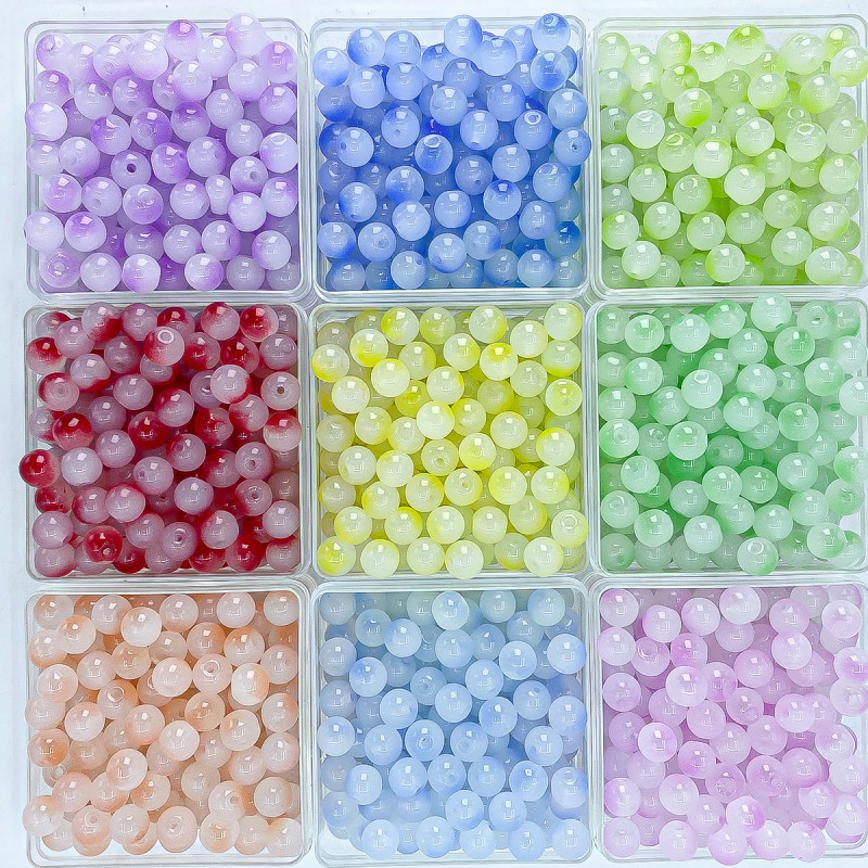 Two-color 8mm Imitation Chalcedony Round Beads Crystal Glass Bracelet Diy Jewelry Loose