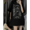 Women's Dark Skull T-shirt Chic Top Street Style Short-sleeved Hiphop High-end American
