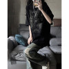 Women's Dark Skull T-shirt Chic Top Street Style Short-sleeved Hiphop High-end American
