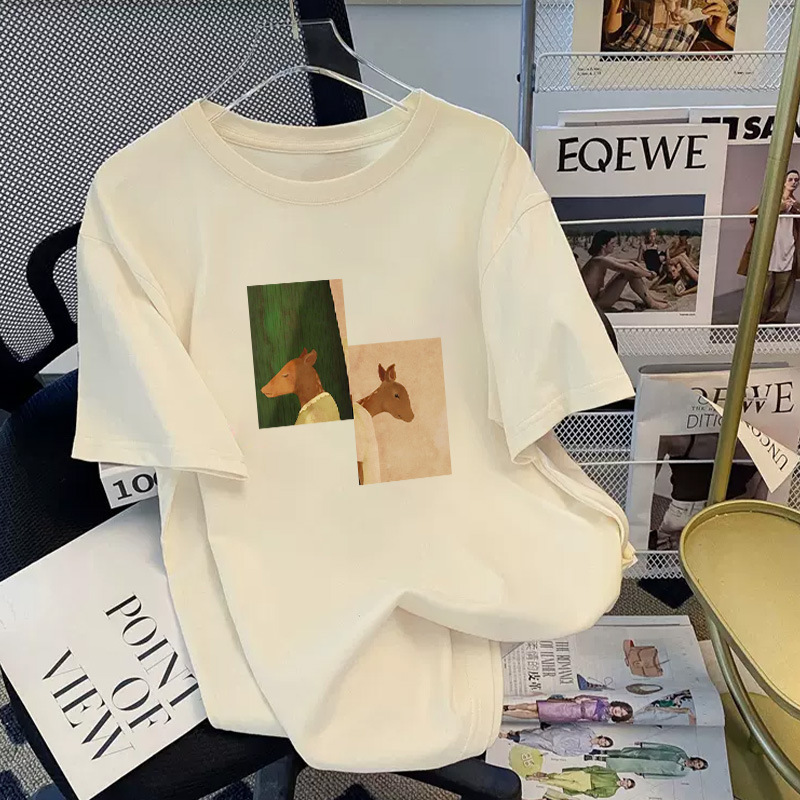Cotton T-shirt Summer Niche New 2024 European Style Oversized Loose Design Women's