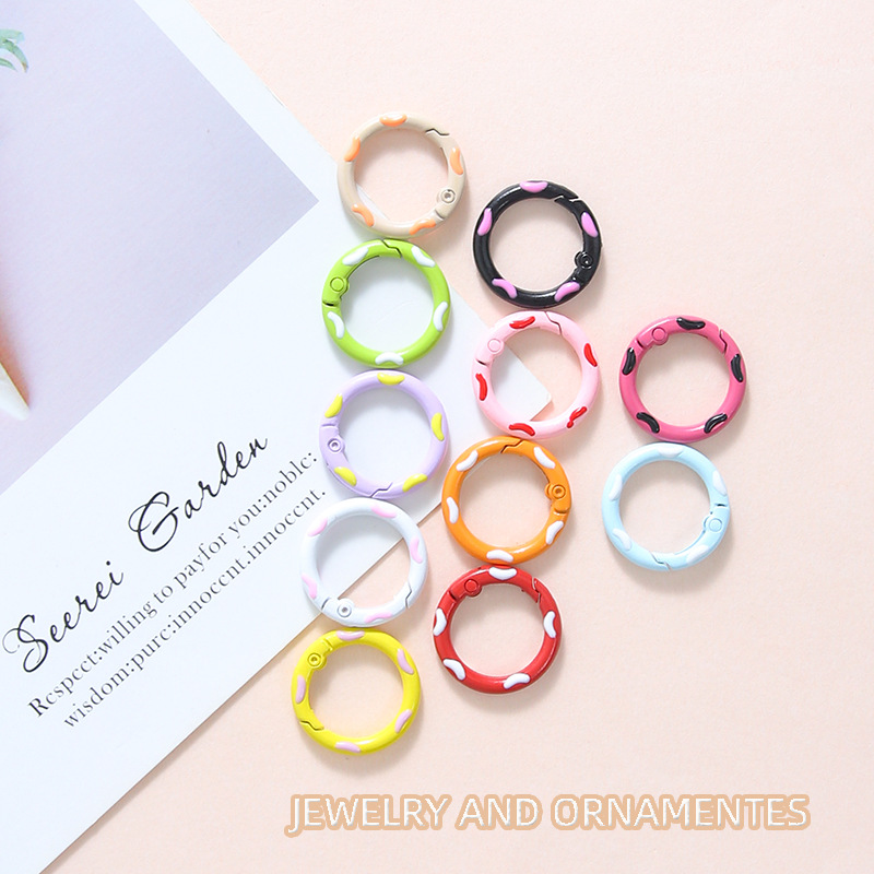 Colorful Sweet Hand-painted Love Donut Spring Buckle Keychain Pendant Diy Bag Jewelry