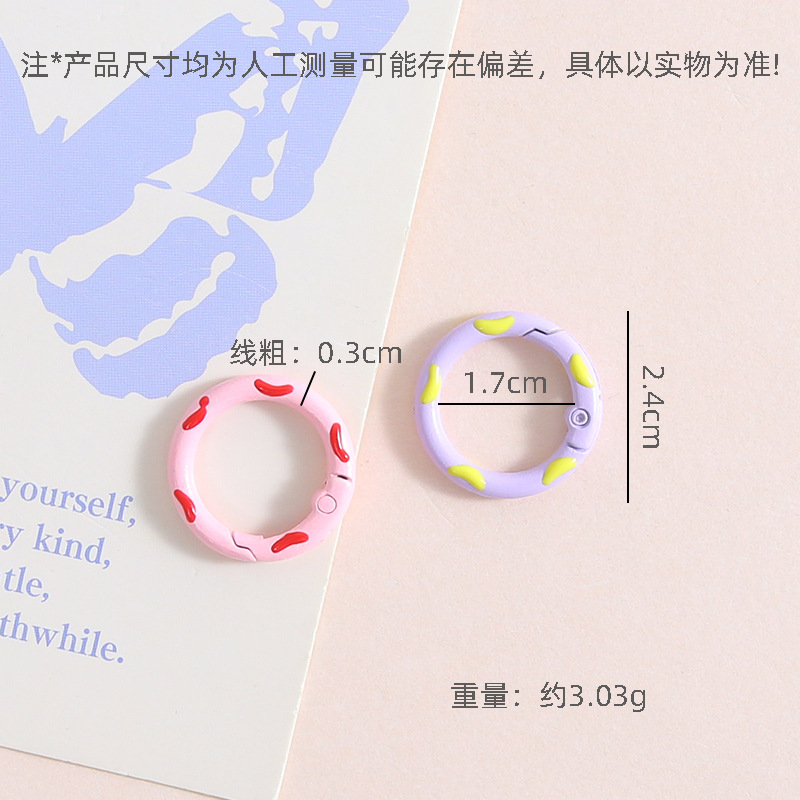 Colorful Sweet Hand-painted Love Donut Spring Buckle Keychain Pendant Diy Bag Jewelry