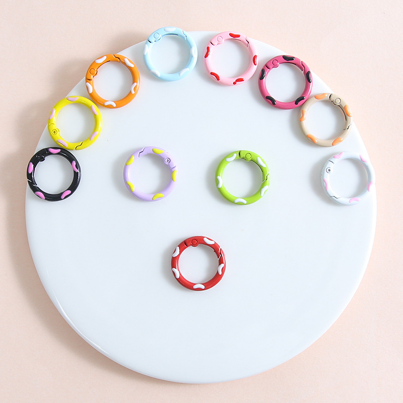 Colorful Sweet Hand-painted Love Donut Spring Buckle Keychain Pendant Diy Bag Jewelry