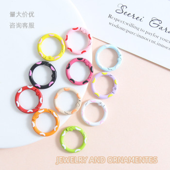 Colorful Sweet Hand-painted Love Donut Spring Buckle Keychain Pendant Diy Bag Jewelry