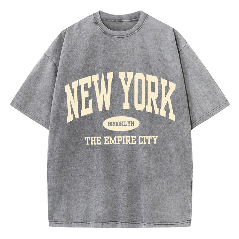 Ouma New York Brooklyn Letter Printed Washed T-shirts Wom