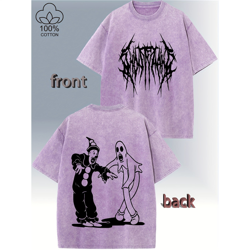 Ouma, Printsideddualcottonteeclownsoftghostmanehalloween