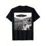 European Code Ufo and Cat Pattern Print Tshirt Women Men Summer Ca