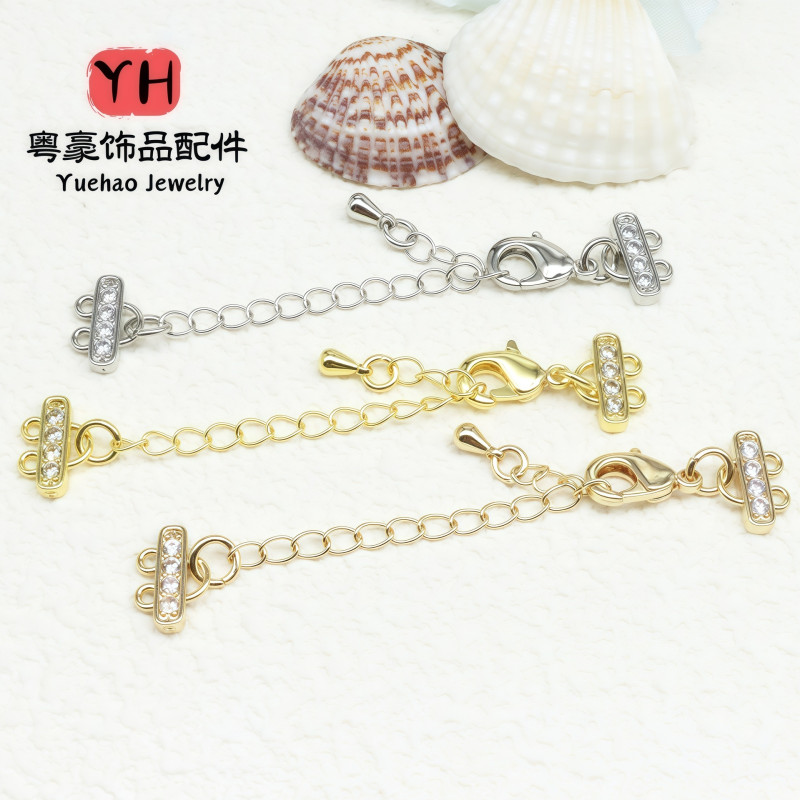 14k Gold-filled Color-preserving Zirconium Double-row Lobster Clasp Tail Chain Bracelet