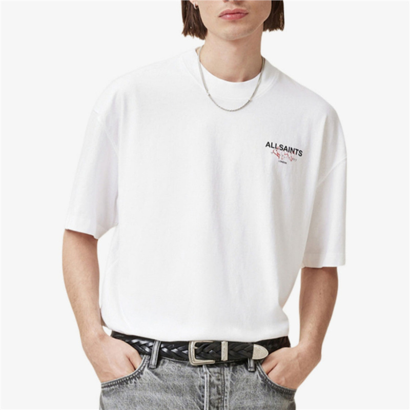 Printed Short-sleeved Men's Trendyy Letter T-shirt Breathable Round Neck Cotton Loose