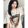 Women's American Chic Plus-size Hong Kong Style Large Short-sleeve Versatile Oatmeal Top
