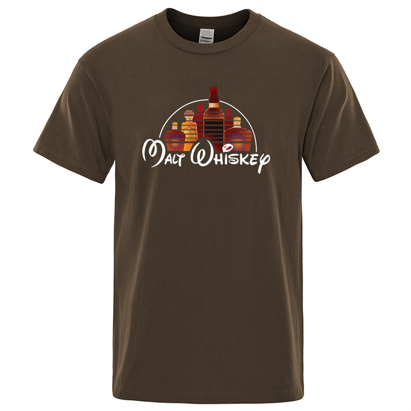 Cotton Tmalt Whiskey Printed T-shirt Funny Alcohol Drunk Mens