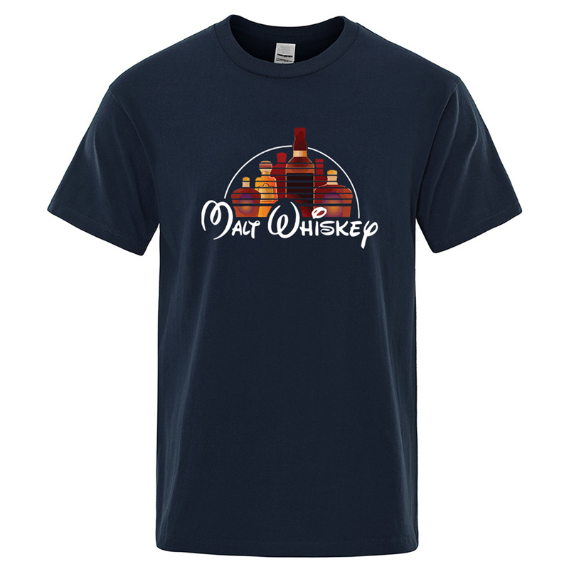 Cotton Tmalt Whiskey Printed T-shirt Funny Alcohol Drunk Mens
