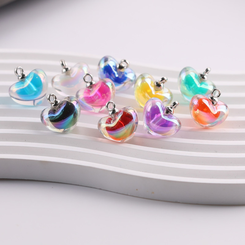 Symphony Acrylic Transparent Bead-in-bead Love Heart-shaped Pendant Diy Handmade Necklace