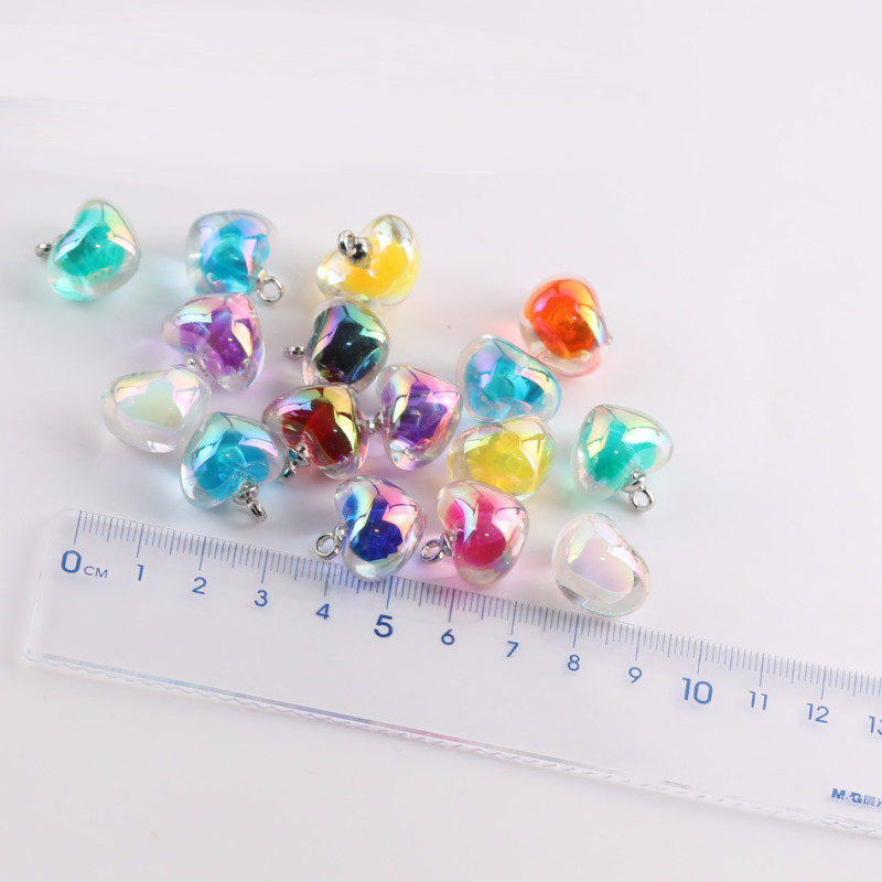 Symphony Acrylic Transparent Bead-in-bead Love Heart-shaped Pendant Diy Handmade Necklace
