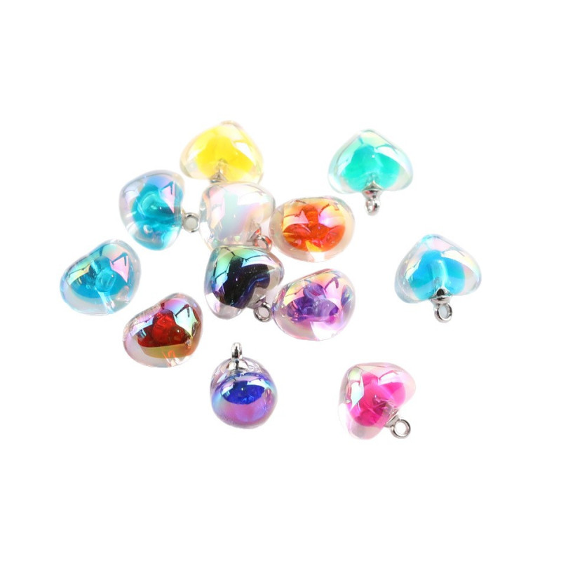 Symphony Acrylic Transparent Bead-in-bead Love Heart-shaped Pendant Diy Handmade Necklace