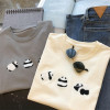 Cotton T-shirt New Design Spring Women's White Panda Loose Short-sleeve Heavy Top 2024