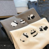 Cotton T-shirt New Design Spring Women's White Panda Loose Short-sleeve Heavy Top 2024