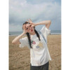 Cotton T-shirt, Brand Women's Design Top, 100% Small 2025 White-gray American Style