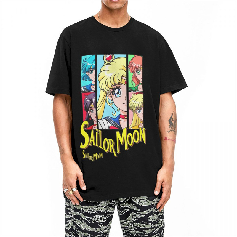 Cartoon Sailors Moons T Shirt for Men Women 100% Cot