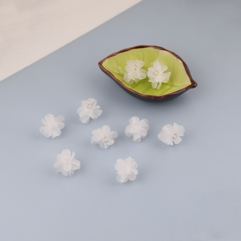 25mm Sweet Frosted Camellia Resin Multi-petal Flower Pendant Diy Handmade Hairpin