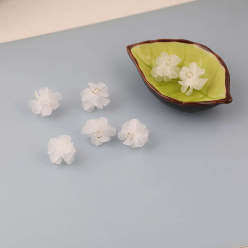 25mm Sweet Frosted Camellia Resin Multi-petal Flower Pendant Diy Handmade Hairpin