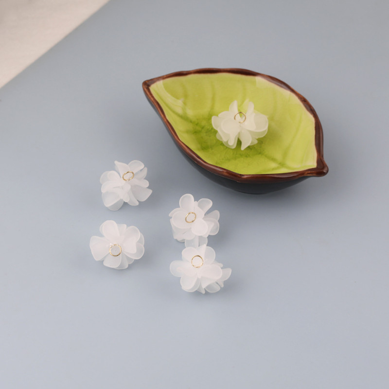 25mm Sweet Frosted Camellia Resin Multi-petal Flower Pendant Diy Handmade Hairpin