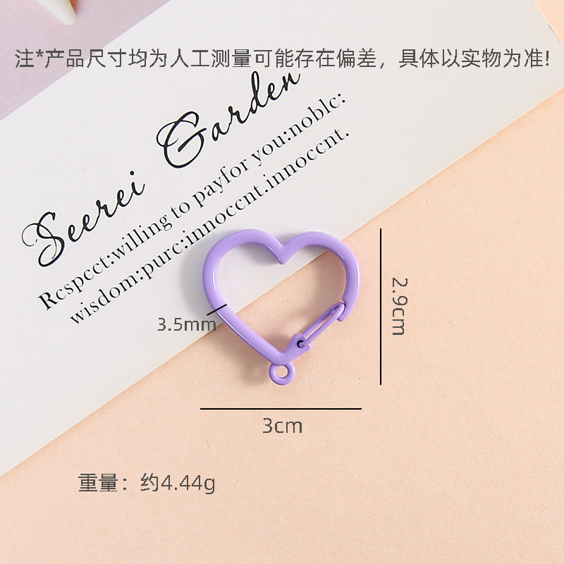 Colorful Painted Heart-shaped Spring Buckle Keychain Girl Heart Pendant Diy Handmade