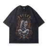 Specially Designed for Washed Old Casual Vintage Gangster Retro Half-sleeved Street