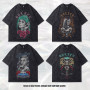 Specially Designed for Washed Old Casual Vintage Gangster Retro Half-sleeved Street