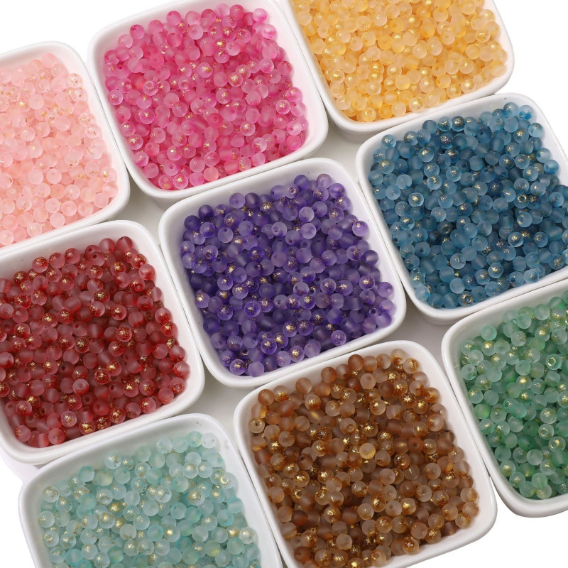 4mm Frosted Gold Glass Rice Beads Hand String Handmade Diy Bracelet Necklace Jewelry