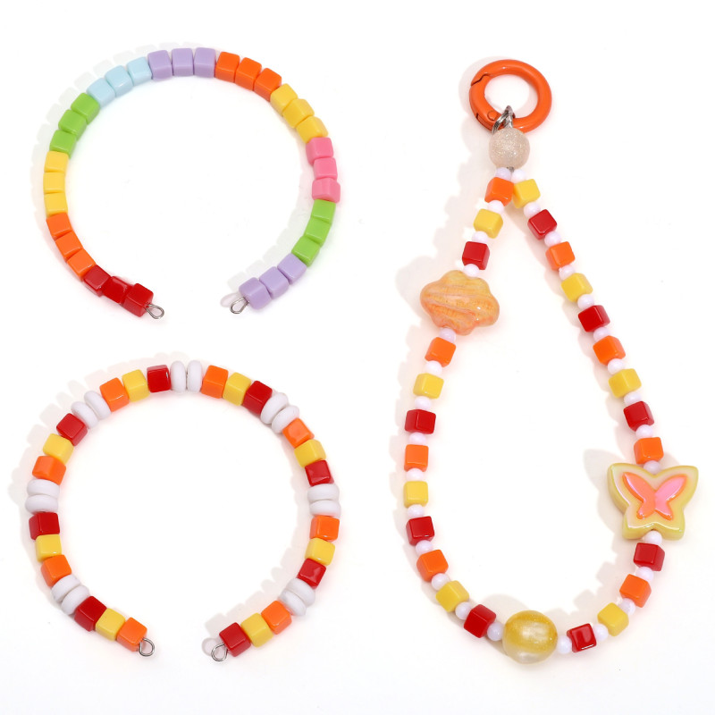 Colorful Acrylic Solid Color Three-dimensional Square Beads Loose String Handmade Diy