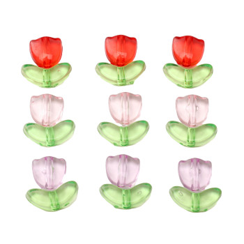 Acrylic Tulips with Flowers and Leaves Beads Loose Handmade Diy Homemade Antique Necklace