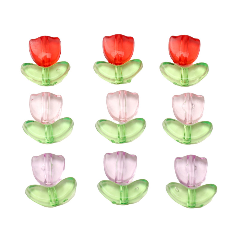 Acrylic Tulips with Flowers and Leaves Beads Loose Handmade Diy Homemade Antique Necklace