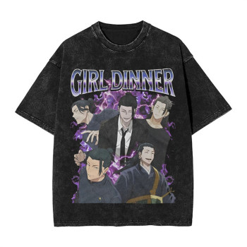 Cotton Tsuguru Geto Anime Girl Dinner Merch Washed T Shirt M