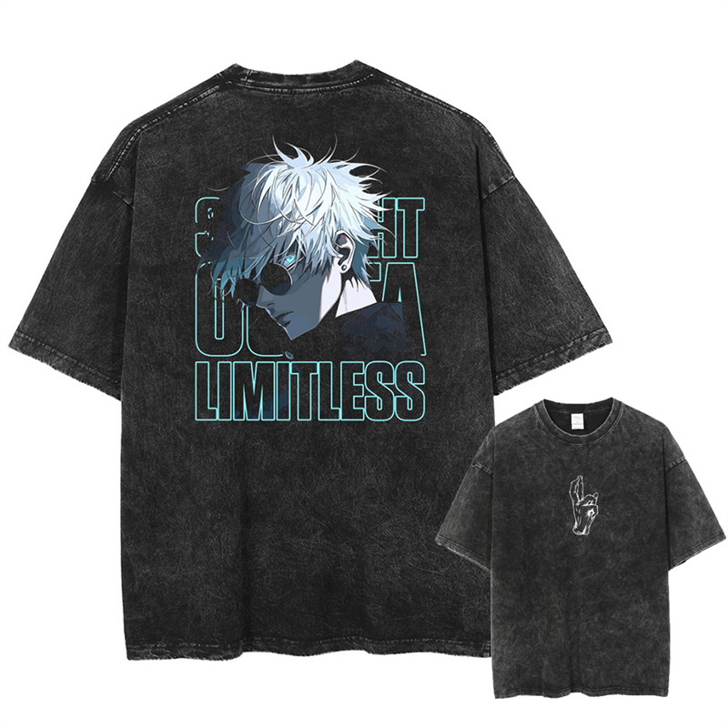 European Code 2025 Japanse Anime Jujutsu Kaisen Print Vintage T-sh