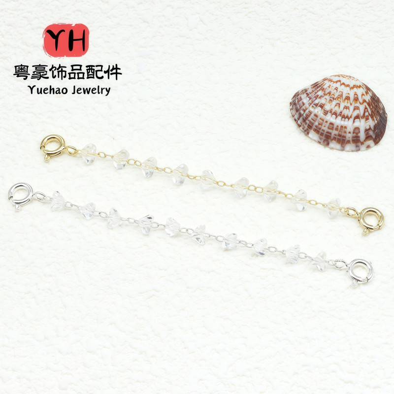 Micro-paved Zircon Tassel Chain Bow Pendant Non-slip Diy Bracelet Necklace Jewelry