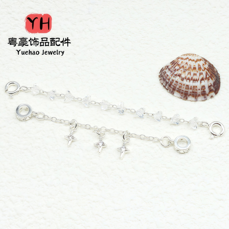 Micro-paved Zircon Tassel Chain Bow Pendant Non-slip Diy Bracelet Necklace Jewelry