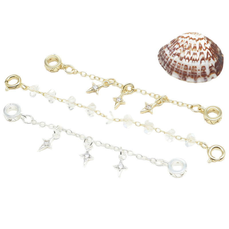 Micro-paved Zircon Tassel Chain Bow Pendant Non-slip Diy Bracelet Necklace Jewelry