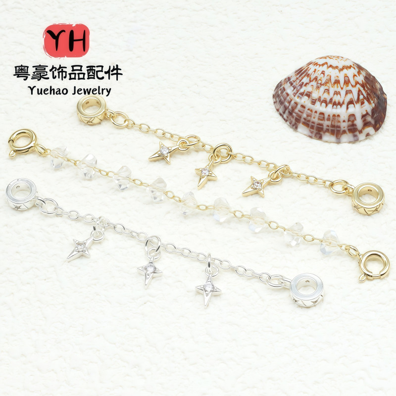 Micro-paved Zircon Tassel Chain Bow Pendant Non-slip Diy Bracelet Necklace Jewelry