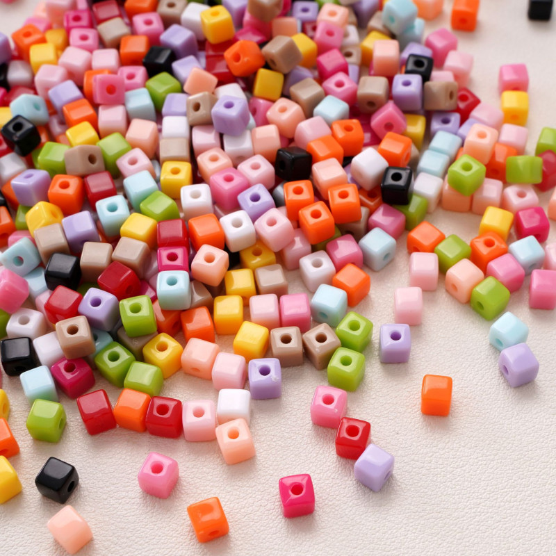 5mm Acrylic Solid Color Three-dimensional Square Beads Loose Handmade Diy Bracelet Mobile