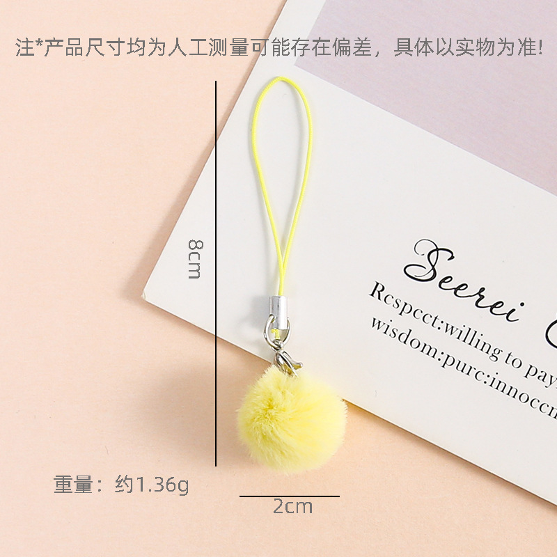 Colorful Sweet Plush Fluff Ball Mobile Phone Rope Diy Handmade Pendant Case Bag Jewelry
