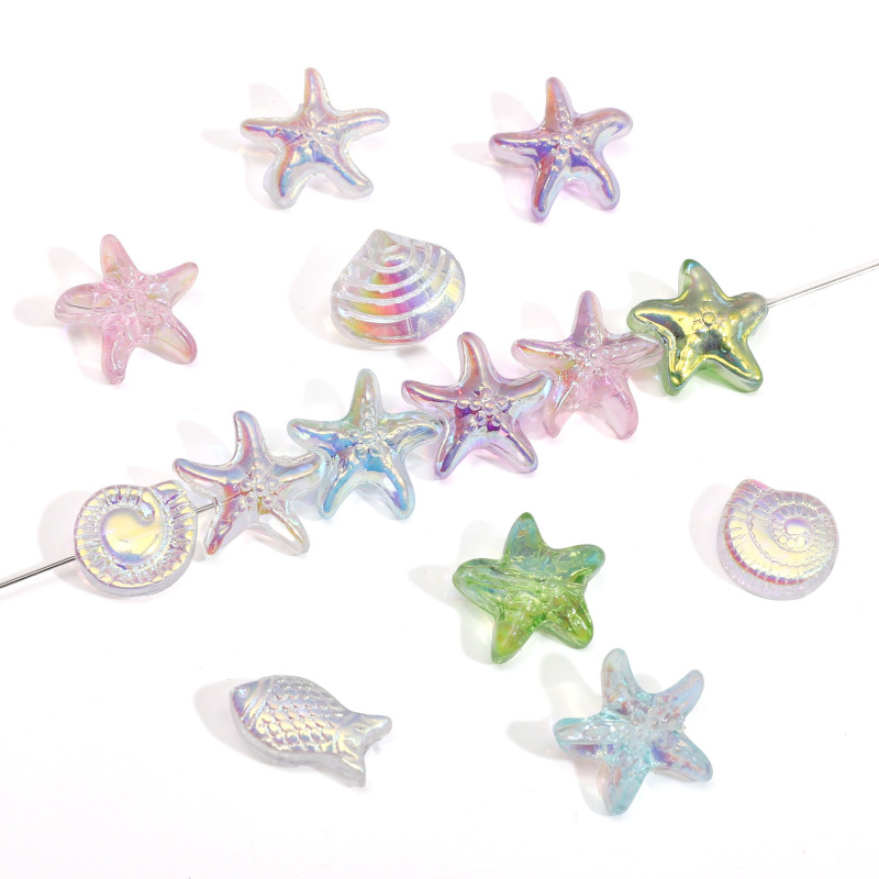 5 Glass Electroplated Ab Shell Beads Handmade Diy Bracelet Necklace Jewelry Accessories